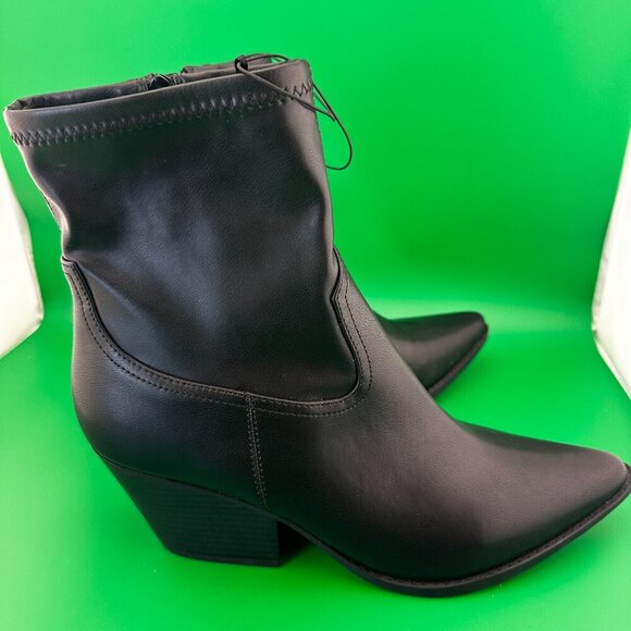NWOT INDIGO BLACK WESTERN ANKLE WOMEN'S BOOT, INNER ZIP & STACKED HEEL 10 M - Picture 5 of 13